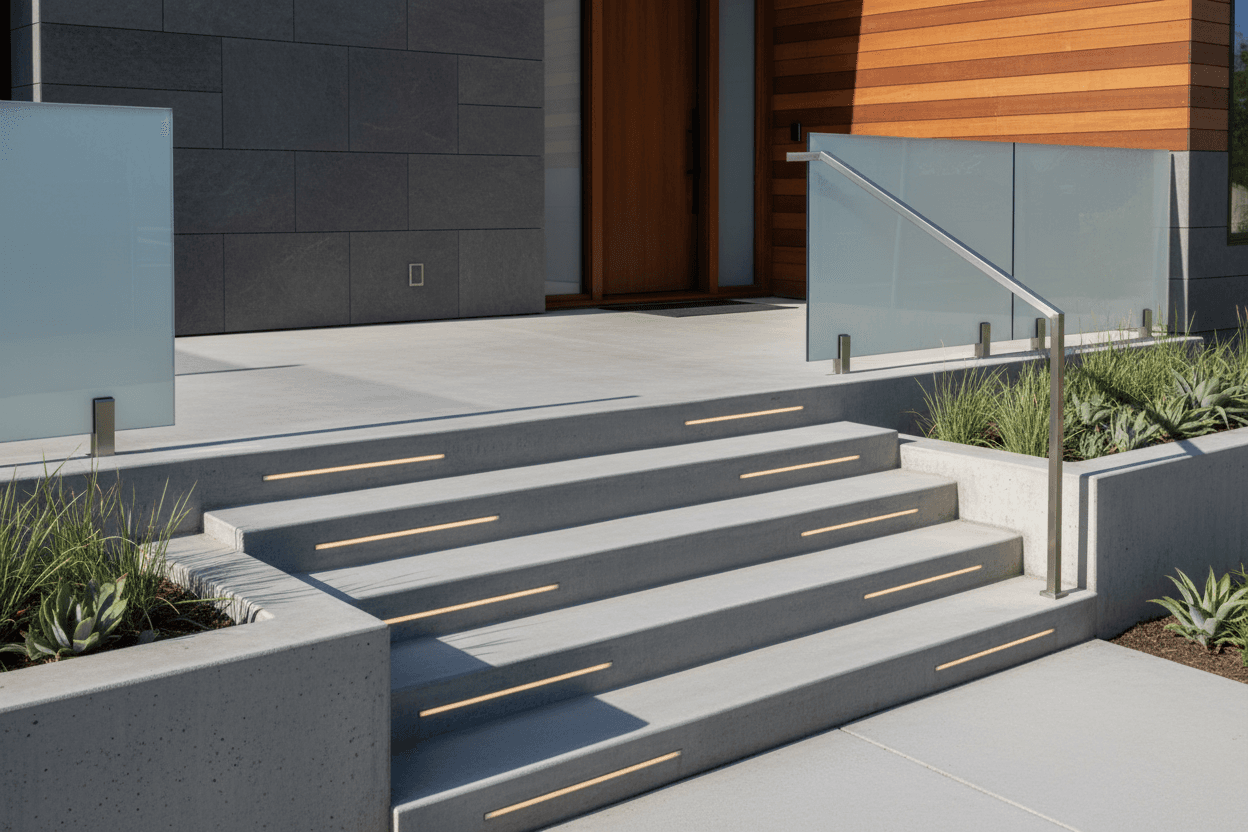 Concrete steps and landing